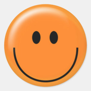 Happy orange face runder aufkleber