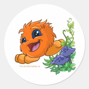 Happy orange JubJub in Neopia Central Runder Aufkleber