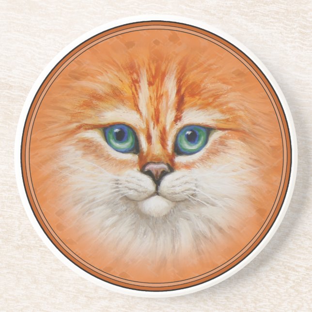 Happy Orange Kitty Face Getränkeuntersetzer (Vorne)