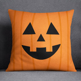 Happy Orange Pumpkin Smile Halloween Kissen