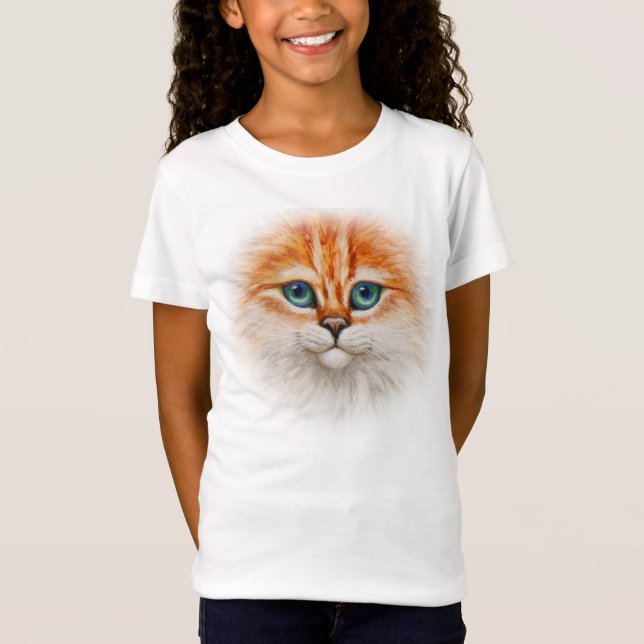 Happy Orange Tabby Cat Face T-Shirt (Vorderseite)