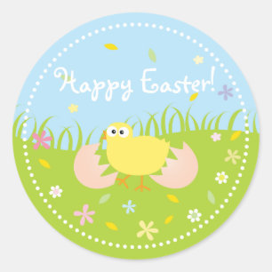 Happy Oster Niedlich Baby Chick Runder Aufkleber
