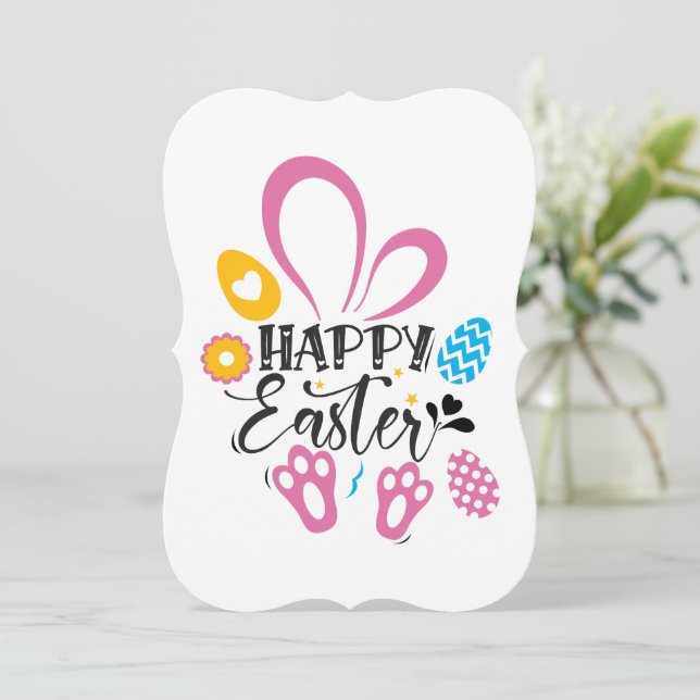 Happy Oster Niedlich Bunny mit Ostereiern (Stehend Vorderseite)