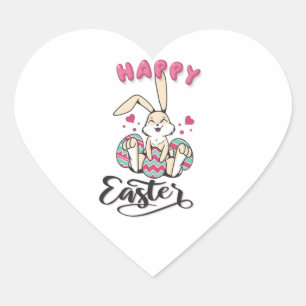 Happy Oster von schöner Osterhase Herz-Aufkleber