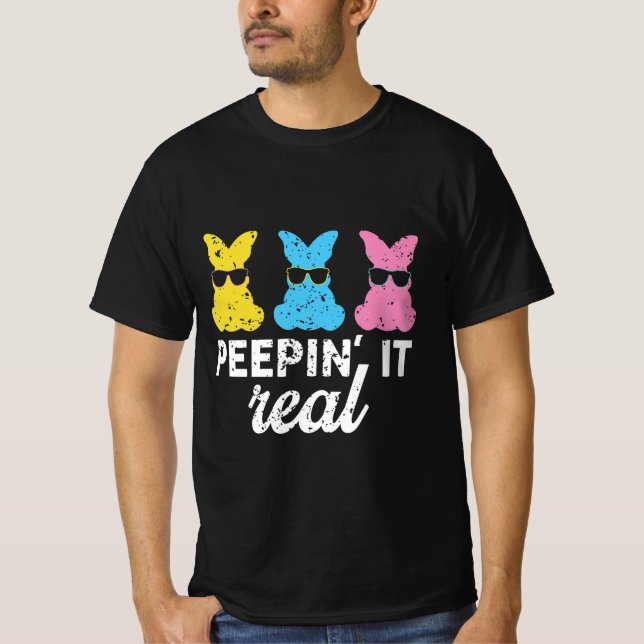 Happy Osterday Peepin' it real Retro T-Shirt (Vorderseite)