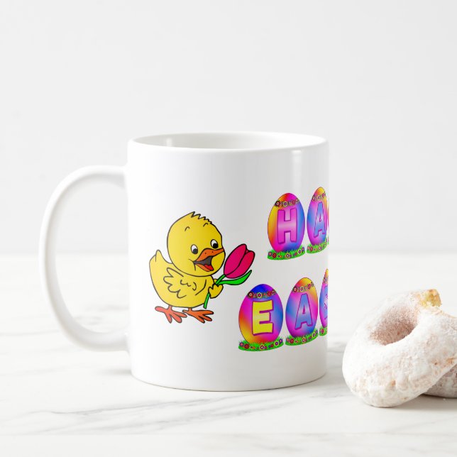 Happy Ostereier mit Gelbfick & Tulip Kaffeetasse (Mit Donut)