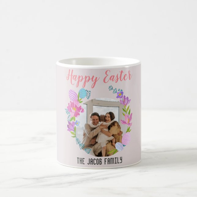 Happy Osterfamilie, Osterhase Foto Kaffeetasse (Mittel)