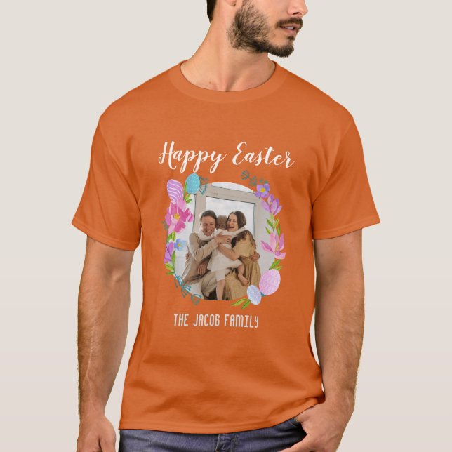 Happy Osterfamilie, Osterhase Foto T-Shirt (Vorderseite)