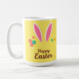 Happy Osterfeier Card mit sonnigen Ohren Kaffeetasse