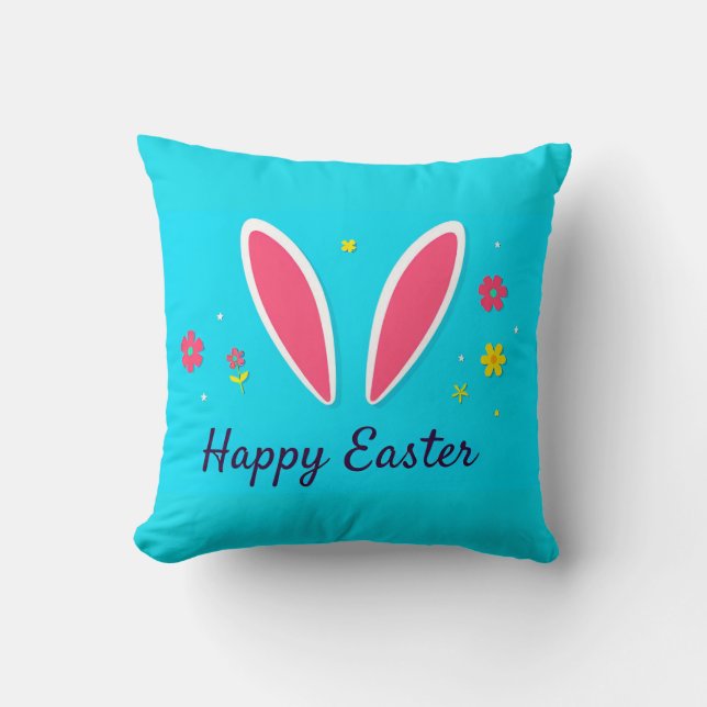 Happy Osterfeier Card mit sonnigen Ohren Kissen (Vorderseite)