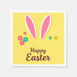 Happy Osterfeier Card mit sonnigen Ohren Serviette