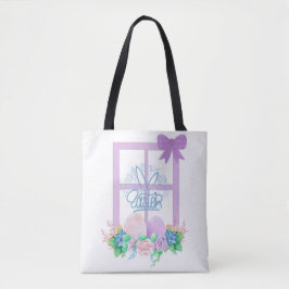 Happy Osterfenster mit Blume und Eier Tote Beutel Tasche