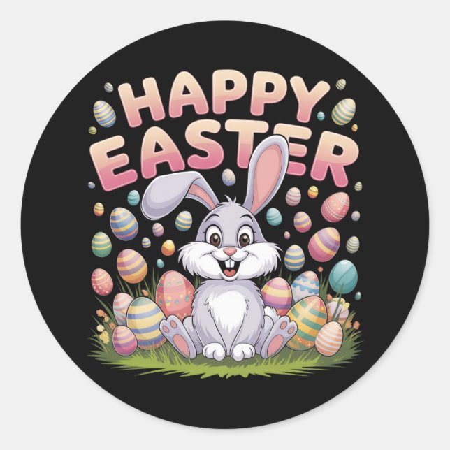 Happy Osterfest 2025 Eier Bunny Niedlich Rabbit Runder Aufkleber (Vorderseite)