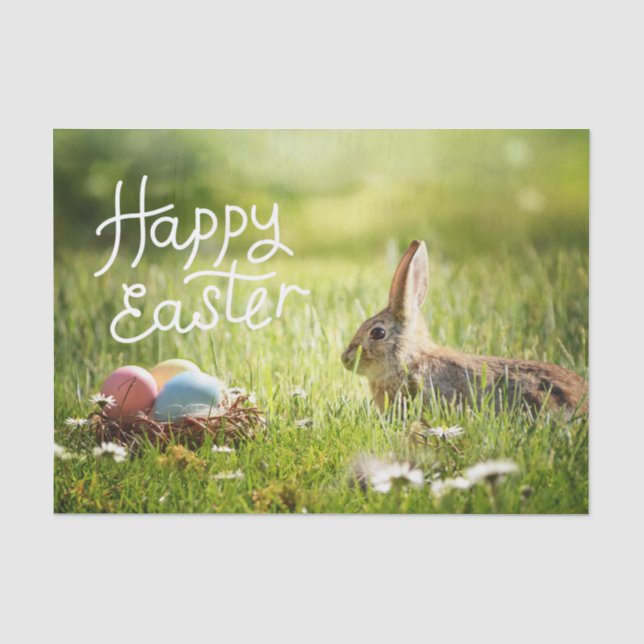 Happy Osterfest Niedlich Bunny mit farbenfroher Os Seidenpapier (Vorderseite)