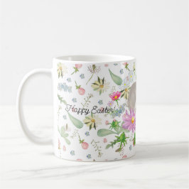 Happy Osterfest niedliche Hasen und Blume Kaffeetasse