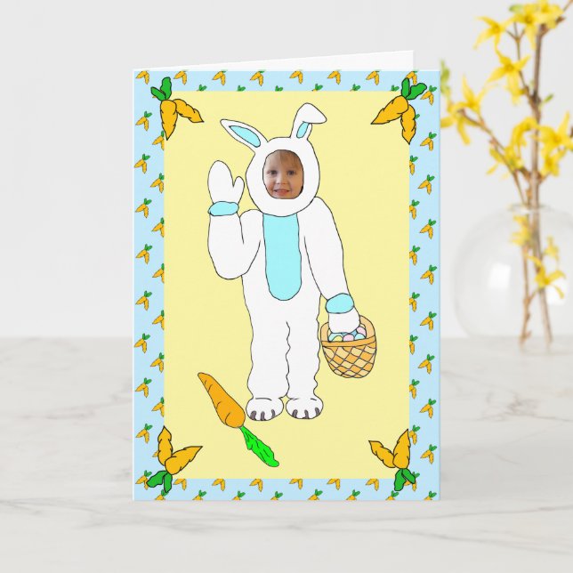 Happy Osterfest Personalisiertes Foto Ostern Bunny Karte (Gelbe Blume)