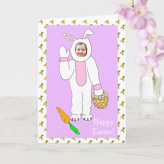 Happy Osterfest Personalisiertes Foto Ostern Bunny Karte (Orchidee)