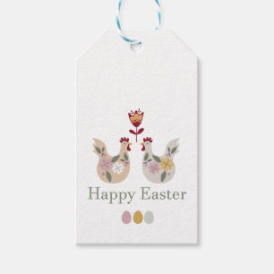 Happy Osterfest Vorlagen mit Eiern, Blume, Huhn Geschenkanhänger