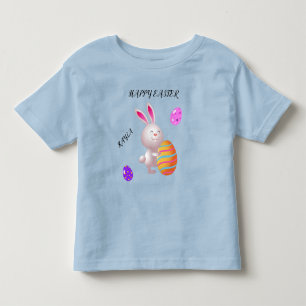 Happy Osterkaninchen & gestreiftes Ei Kleinkind T  T-shirt