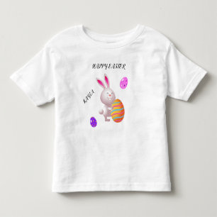 Happy Osterkaninchen & gestreiftes Ei Kleinkind T T-shirt