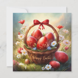 Happy Osterkorb mit Eiern Feiertagskarte