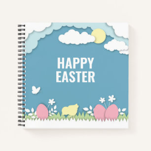 Happy Osterküken und Ei in der Natur Notizbuch