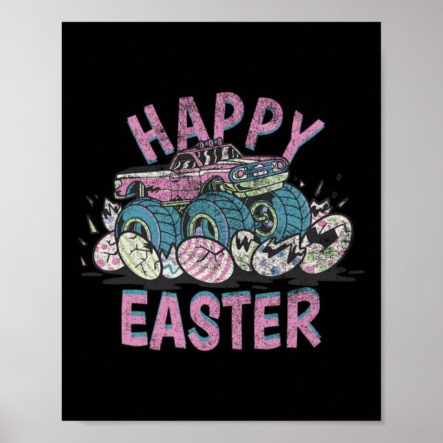 Happy Ostermonster LKW Ostereier für Kleinkinder Poster (Vorne)