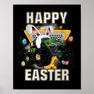 Happy Ostermonster Truck Ostereier Kleinkind Kind Poster