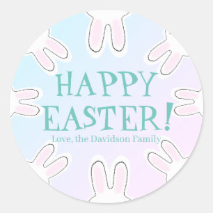 Happy Osterpastellel Custom niedlichen Bundnies lu Runder Aufkleber