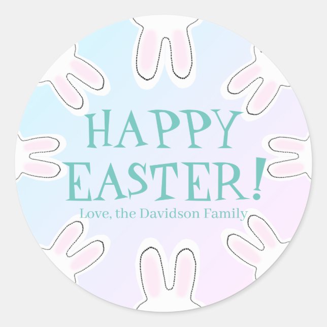 Happy Osterpastellel Custom niedlichen Bundnies lu Runder Aufkleber (Vorderseite)