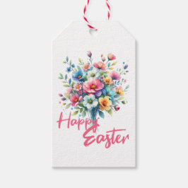 Happy Osterpastellrosa Frühlingsbukett Blume Geschenkanhänger