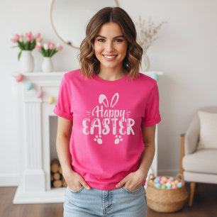 Happy Osterrosa und Weiß Bunny T-Shirt