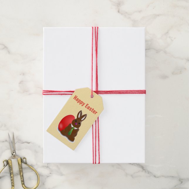 Happy Osterschokoladenhase Geschenkanhänger (Mit Garn)