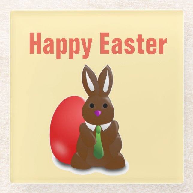 Happy Osterschokoladenhase Glasuntersetzer (Vorderseite)