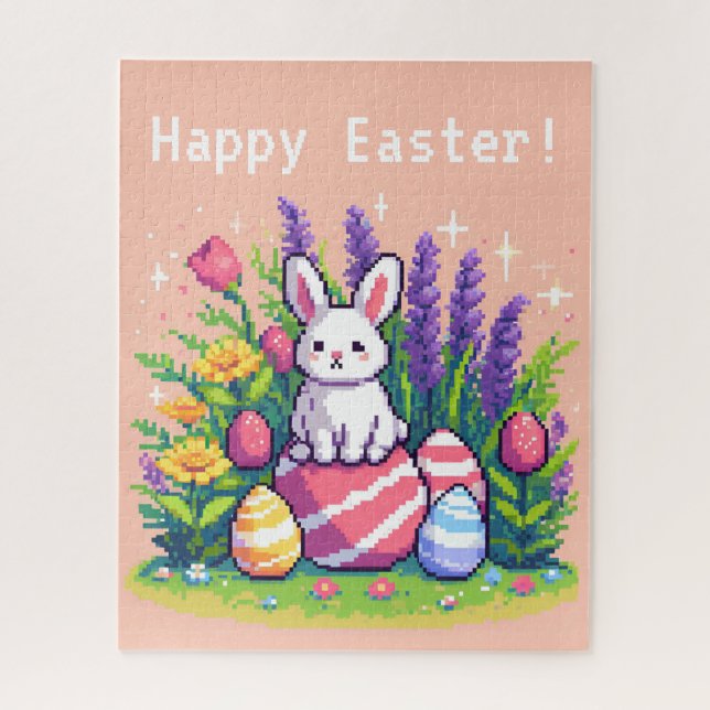 Happy Ostersonne 8 Bit Pixelart (Vertikal)