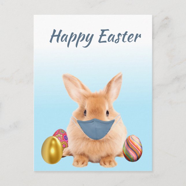 Happy Ostersonne im Gesicht Maske Postkarte (Vorderseite)