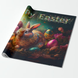 Happy Ostersonne mit Ostereiern Geschenkpapier