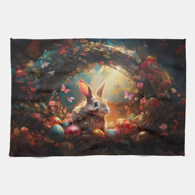 Happy Ostersonne mit Ostereiern Geschirrtuch (Horizontal)