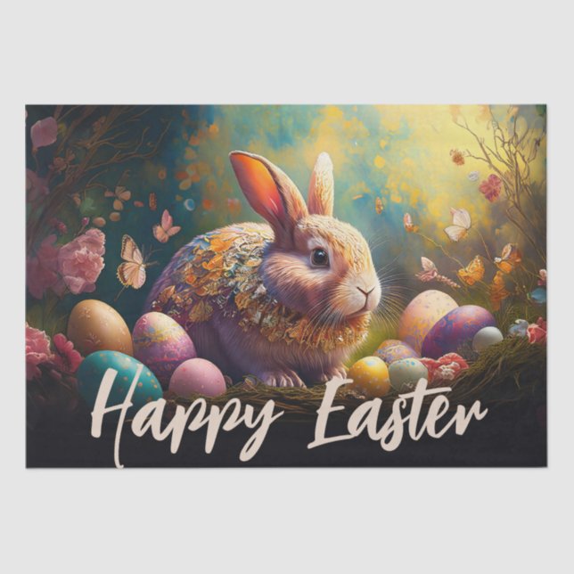 Happy Ostersonne mit Ostereiern Seidenpapier (Vorderseite)