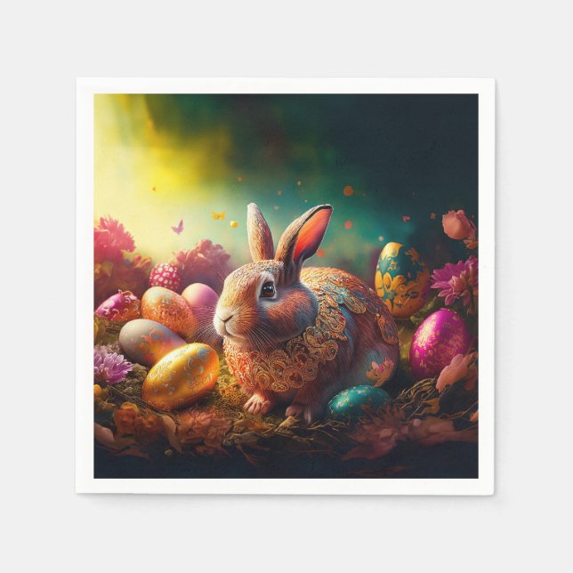 Happy Ostersonne mit Ostereiern Serviette (Vorderseite)