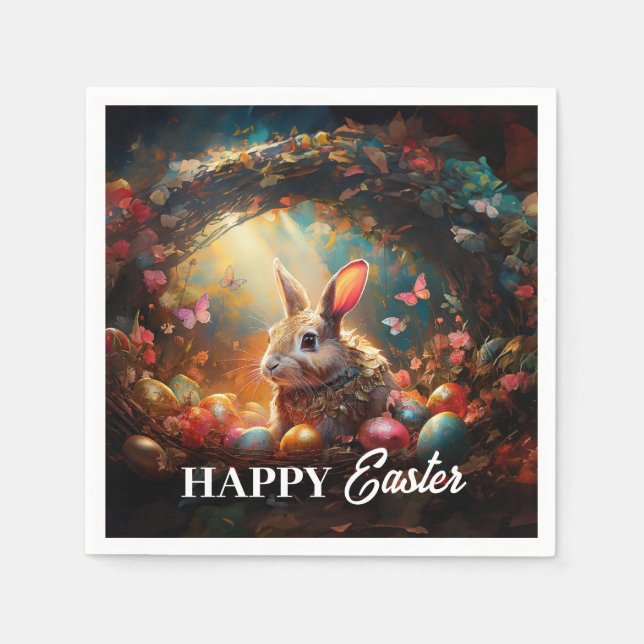 Happy Ostersonne mit Ostereiern Serviette (Vorderseite)