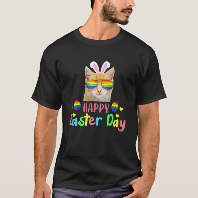 Happy Ostertag 2022 Katzen-LGBT-Eier T-Shirt (Vorderseite)
