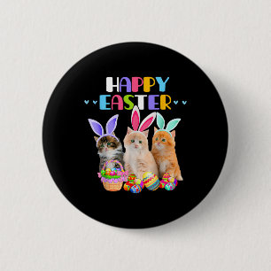 Happy Ostertag Bunny Cat Eggs Bysket Men Women C Button