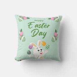 Happy Ostertag - Funny Bunny und Eggs Oster Kissen