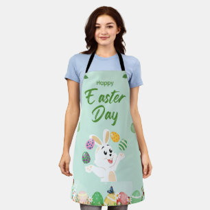 Happy Ostertag - Funny Bunny und Eggs Oster Schürze