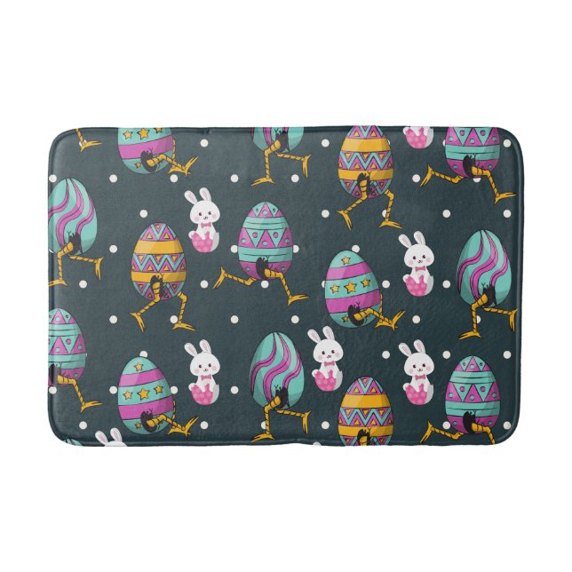 Happy Ostertag - Funny Bunny Wakes Pattern Badematte (Vorderseite)