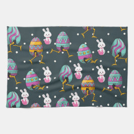 Happy Ostertag - Funny Bunny Wakes Pattern Geschirrtuch