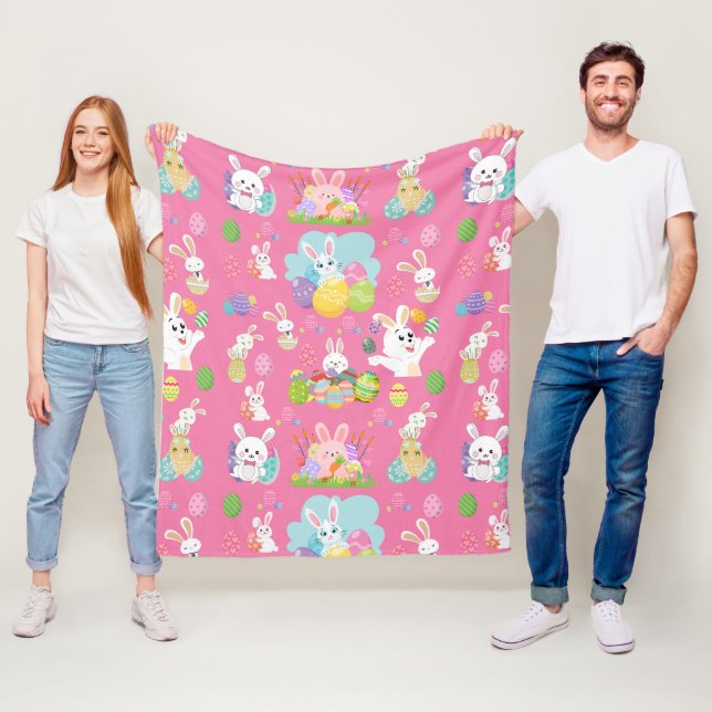 Happy Ostertag - Muster Sonne und Eier Fleecedecke (Beispiel)