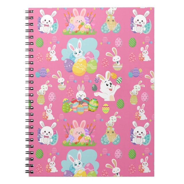 Happy Ostertag - Muster Sonne und Eier Notizblock (Vorderseite)