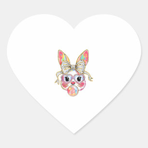Happy Ostertag Niedlich Bunny Rabbit Coquette Bow Herz-Aufkleber